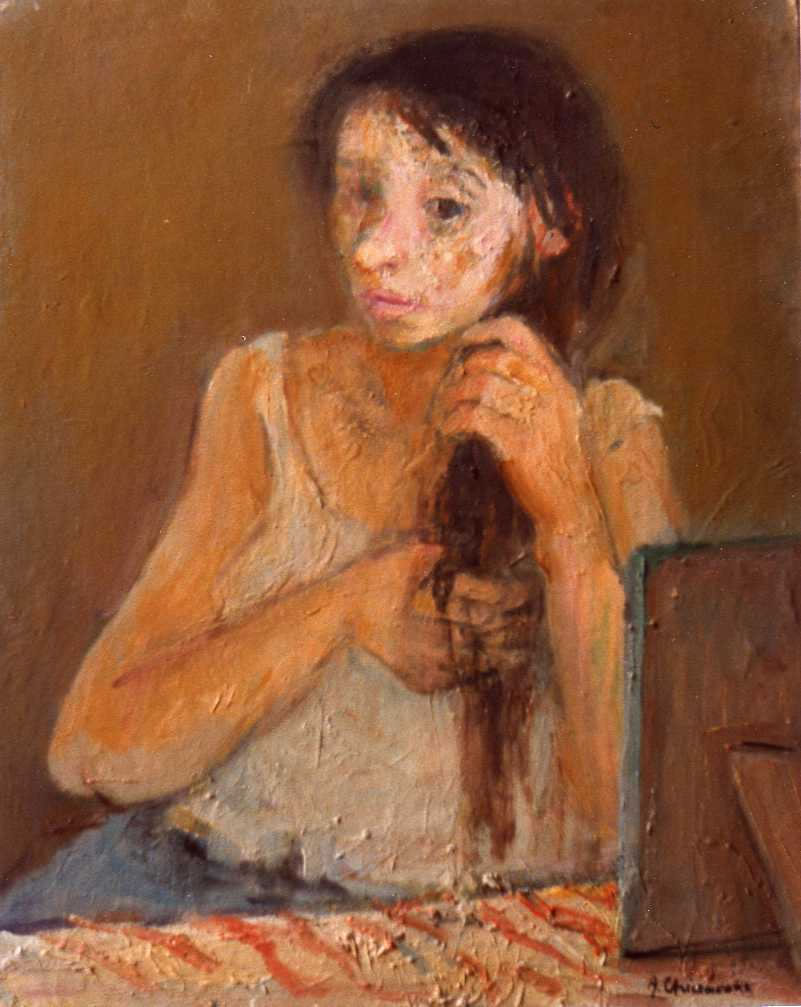 Guardandosi allo specchio, sd 1968-’72, olio, cm 50x40, Napoli, collezione privata